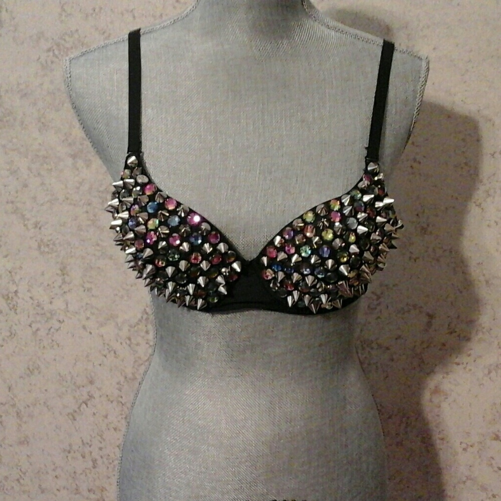 Multi-Color Jewel Studded Bra - image 3